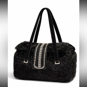 Black fur handbag